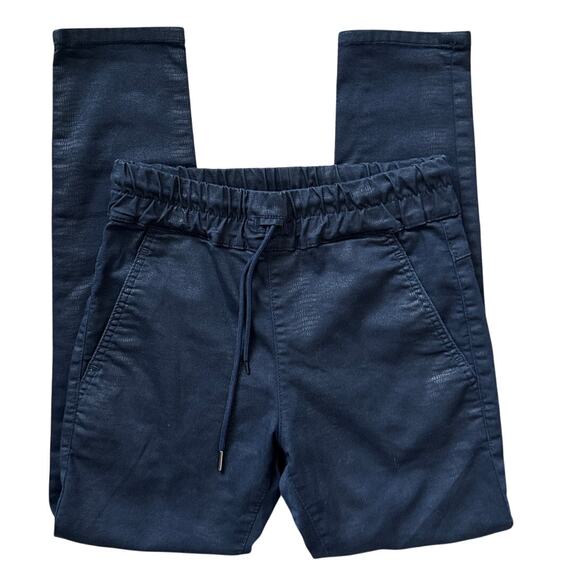 Bevy Flog Shely Iridescent Metallic Snake Print Drawstring Pants Navy Size 25 - Picture 5 of 9